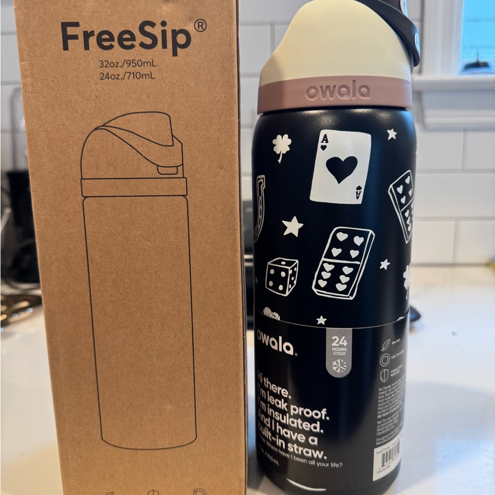 Owala Black and White Insulated Water Bottle